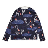 mina perhonen forest village aaa8686 サイズ40 長袖Ｔシャツ カットソー ロンＴ 22AW ネイビー レディース ミナペルホネン【中古】6-0619M♪