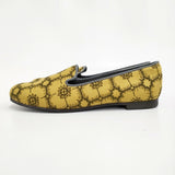 mina perhonen 新品 anemone 定価25300円 サイズ39 zzz7933 刺繍 リネン スリッポン マスタード レディース ミナペルホネン【中古】6-0501G♪