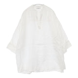 Mila Owen 柔らかリネンスキッパーシャツ フレンチリネン プルオーバー サイズF 長袖シャツ ホワイト レディース ミラオーウェン【中古】6-0728M△