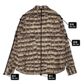 yoshie inaba コットンストレッチ サイズ6 総柄 長袖シャツ カーキ ブラウン レディース ヨシエイナバ【中古】6-0720M∞