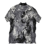 ISSEY MIYAKE プリーツ プルオーバー マーブル バンドカラー IM11FJ297 サイズ2 ブラウス シャツ グレー ブラック レディース イッセイミヤケ【中古】6-0514S♪