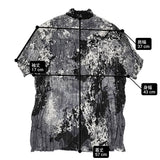 ISSEY MIYAKE プリーツ プルオーバー マーブル バンドカラー IM11FJ297 サイズ2 ブラウス シャツ グレー ブラック レディース イッセイミヤケ【中古】6-0514S♪