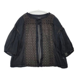 Porter des boutons コットン レース ブラウス シャツ ブラック レディース ポルテデブトン【中古】6-0702S∞