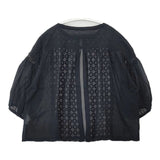 Porter des boutons コットン レース ブラウス シャツ ブラック レディース ポルテデブトン【中古】6-0702S∞