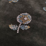 mina perhonen chum ベルベット 刺繍 サイズ38 va3470 フレンチスリーブ ワンピース ダークブラウン レディース ミナペルホネン【中古】6-0505T♪