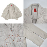 Haat ISSEY MIYAKE 刺し子 コットンカシミヤ サイズ3 テーラードジャケット ライトベージュ レディース ハートイッセイミヤケ【中古】6-0728M△
