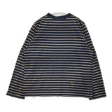 45R/45rpm マリンボーダー天竺の四角Tシャツ（インディゴ）定価17600円 サイズ4 長袖Ｔシャツ カットソー ロンＴ ネイビー レディース フォーティーファイブアールピーエム【中古】6-0723M∞