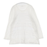 45R/45rpm コットン レース プルオーバー 長袖カットソー Tシャツ ロンT サイズ3 ブラウス シャツ ホワイト レディース フォーティーファイブアールピーエム【中古】6-0609M△