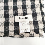 tumugu ヘリンボンギンガムチェック ストール 定価9790円 ストール クロ ベージュ レディース ツムグ【中古】6-0518M◎