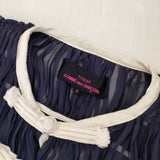 tricot COMME des GARCONS プリーツ チャイナボタン シアーブラウス ノーカラージャケット AD2014 ネイビー レディース トリココムデギャルソン【中古】6-0619M♪