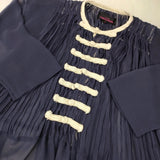 tricot COMME des GARCONS プリーツ チャイナボタン シアーブラウス ノーカラージャケット AD2014 ネイビー レディース トリココムデギャルソン【中古】6-0619M♪
