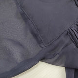 tricot COMME des GARCONS プリーツ チャイナボタン シアーブラウス ノーカラージャケット AD2014 ネイビー レディース トリココムデギャルソン【中古】6-0619M♪