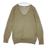 MARGARET HOWELL/JOHN SMEDLEY Vネック コットン イギリス製 578-163206 セーター ニット カーキ レディース マーガレットハウエル/ジョンスメドレー【中古】6-0723M∞