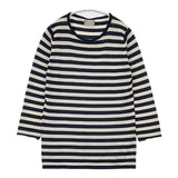 MARGARET HOWELL/JOHN SMEDLEY 578-163902 ボーダー イギリス製 セーター ニット ベージュ ネイビー レディース マーガレットハウエル/ジョンスメドレー【中古】6-1004T∞