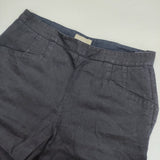 MARGARET HOWELL 578-143106 リネン 日本製 サイズ2 クロップドパンツ ネイビー レディース マーガレットハウエル【中古】6-0728M△