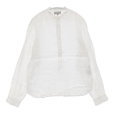 MARGARET HOWELL 578-153848 アイリッシュリネン バンドカラー プルオーバー サイズ3 長袖シャツ ホワイト レディース マーガレットハウエル【中古】6-0609M△