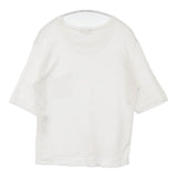 MARGARET HOWELL 578-162302 スコットランド製 リネン 半袖 セーター ニット ホワイト レディース マーガレットハウエル【中古】6-0702S∞