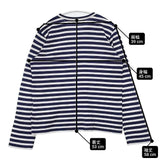 PLAY COMME des GARCONS ハートワッペン ボーダー L 長袖Ｔシャツ カットソー ロンＴ AD2022 ネイビー ホワイト レディース プレイコムデギャルソン【中古】6-0723M∞