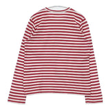 PLAY COMME des GARCONS ハートワッペン ボーダー L 長袖Ｔシャツ カットソー ロンＴ AD2022 レッド ホワイト レディース プレイコムデギャルソン【中古】6-0723M∞