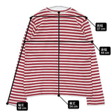 PLAY COMME des GARCONS ハートワッペン ボーダー L 長袖Ｔシャツ カットソー ロンＴ AD2022 レッド ホワイト レディース プレイコムデギャルソン【中古】6-0723M∞
