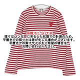 PLAY COMME des GARCONS ハートワッペン ボーダー L 長袖Ｔシャツ カットソー ロンＴ AD2022 レッド ホワイト レディース プレイコムデギャルソン【中古】6-0723M∞
