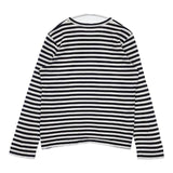 PLAY COMME des GARCONS ハートワッペン ボーダー L 長袖Ｔシャツ カットソー ロンＴ AD2016 ブラック ホワイト レディース プレイコムデギャルソン【中古】6-0723M∞