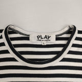 PLAY COMME des GARCONS ハートワッペン ボーダー L 長袖Ｔシャツ カットソー ロンＴ AD2016 ブラック ホワイト レディース プレイコムデギャルソン【中古】6-0723M∞