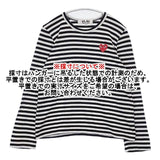 PLAY COMME des GARCONS ハートワッペン ボーダー L 長袖Ｔシャツ カットソー ロンＴ AD2016 ブラック ホワイト レディース プレイコムデギャルソン【中古】6-0723M∞
