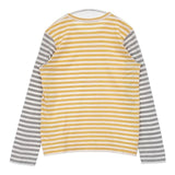 PLAY COMME des GARCONS ハートワッペン ボーダー L 長袖Ｔシャツ カットソー ロンＴ AD2022 イエロー ホワイト レディース プレイコムデギャルソン【中古】6-0723M∞