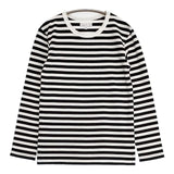 agnes b. ボーダー コットン サイズ1 長袖Ｔシャツ カットソー ロンＴ ホワイト ブラック レディース アニエスベー【中古】6-0720M∞