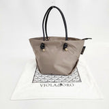 VIOLAd'ORO BIANCA ノットハンドルトート Mサイズ 定価20900円 トートバッグ ベージュ ブラック レディース ヴィオラドーロ【中古】6-0704G∞