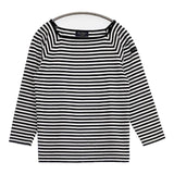 Le Minor スクエアネック ボーダー 長袖Ｔシャツ カットソー ロンＴ ブラック ホワイト レディース ルミノア【中古】6-0720M∞
