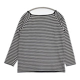 Le Minor スクエアネック ボーダー 長袖Ｔシャツ カットソー ロンＴ ブラック ホワイト レディース ルミノア【中古】6-0720M∞