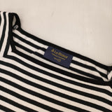Le Minor スクエアネック ボーダー 長袖Ｔシャツ カットソー ロンＴ ブラック ホワイト レディース ルミノア【中古】6-0720M∞