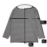 Le Minor スクエアネック ボーダー 長袖Ｔシャツ カットソー ロンＴ ブラック ホワイト レディース ルミノア【中古】6-0720M∞