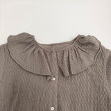 BEAMS BOY ジャガードフリルギャザーショートスリーブ 定価8580円 ブラウス シャツ 25SS ライトグレー レディース ビームスボーイ【中古】6-0505M♪