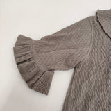 BEAMS BOY ジャガードフリルギャザーショートスリーブ 定価8580円 ブラウス シャツ 25SS ライトグレー レディース ビームスボーイ【中古】6-0505M♪
