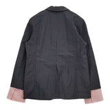 Uhr Convertible Cuff Jacket 38 定価50600円 26SSUhr-JK506 ストライプ テーラードジャケット 26SS ネイビー ホワイト レディース ウーア【中古】6-0509M♪