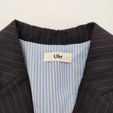 Uhr Convertible Cuff Jacket 38 定価50600円 26SSUhr-JK506 ストライプ テーラードジャケット 26SS ネイビー ホワイト レディース ウーア【中古】6-0509M♪