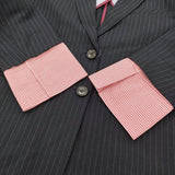 Uhr Convertible Cuff Jacket 38 定価50600円 26SSUhr-JK506 ストライプ テーラードジャケット 26SS ネイビー ホワイト レディース ウーア【中古】6-0509M♪
