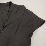 NOBLE 【洗える】ファジーリネンニュアンスベルテッドブラウス 定価16500円 フレンチスリーブ ブラウス シャツ 25SS ブラック レディース ノーブル【中古】6-0509S♪