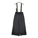 NOBLE ファジーリネンロングサスペンダー2wayパンツ サイズ38 定価17600円 ワイド パンツ 25SS ブラック レディース ノーブル【中古】6-0509M♪