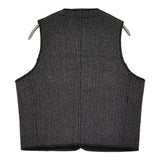BROWN'S BEACH ゴマ塩 ウールコットン Vネックジレ サイズ36 フルカウント 日本製 ベスト ネイビー メンズ ブラウンズビーチ【中古】6-0925T♪