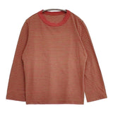 45R/45rpm 天竺ボーダーの四角Tシャツ 定価13200円 長袖Ｔシャツ カットソー ロンＴ レッド ベージュ レディース フォーティーファイブアールピーエム【中古】6-0720M∞