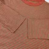 45R/45rpm 天竺ボーダーの四角Tシャツ 定価13200円 長袖Ｔシャツ カットソー ロンＴ レッド ベージュ レディース フォーティーファイブアールピーエム【中古】6-0720M∞