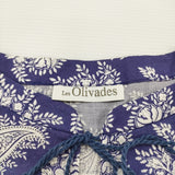 Les Olivades ペイズリー プルオーバー コットンリネン ブラウス シャツ ホワイト ネイビー レディース レゾリヴァード【中古】6-0721M♪
