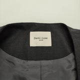 Demi-Luxe BEAMS スラッシュスリーブ Vネックジャケット 定価37400円 ノーカラージャケット 25SS チャコールグレー レディース デミルクス ビームス【中古】6-0509M♪