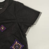 VIVIENNE TAM 016-240930 刺繍 チュール 半袖ドレス ワンピース ブラック マルチカラー レディース ヴィヴィアンタム【中古】6-0702S∞