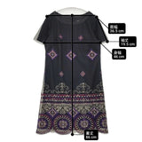 VIVIENNE TAM 016-240930 刺繍 チュール 半袖ドレス ワンピース ブラック マルチカラー レディース ヴィヴィアンタム【中古】6-0702S∞