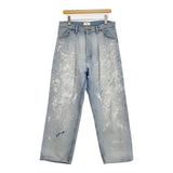HERILL HL Denim Splash Tuck 4PK 1 ペンキ加工デニムパンツ サイズ3 22-030-HL-8070-1 デニムパンツ 22SS ライトブルー メンズ ヘリル【中古】6-0509G♪